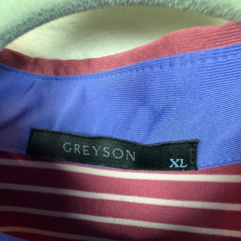 Greyson Men's XL Golf Polo –‎ Burgundy & White, Performance Fit, On-Course Style